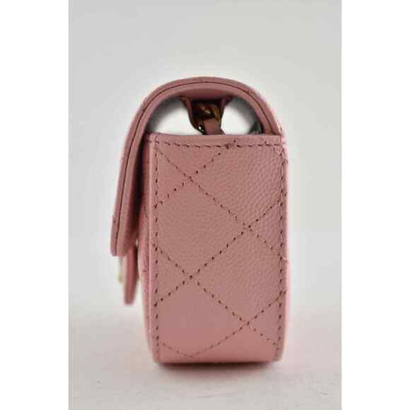 Chanel 22C Pink Caviar Mini Clutch With Chain Gold Card Shoulder Crossbody Bag - Picture 8 of 12